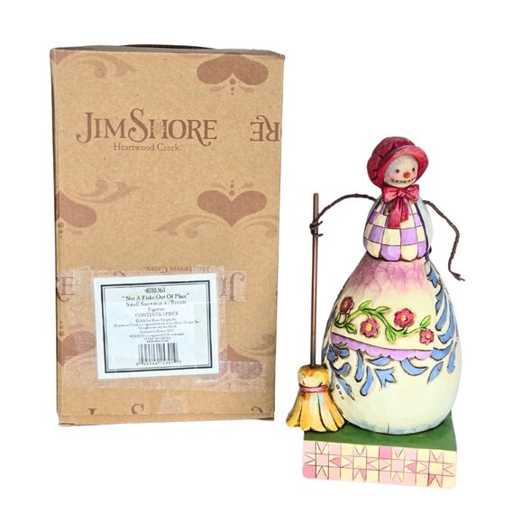 Jim Shore 2008 "Not a flake out of place " Snowman w/Broom Heartwood Creek Boxed - Picture 6 of 6